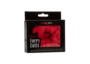 California Exotics   Playful Furry Cuffs Red